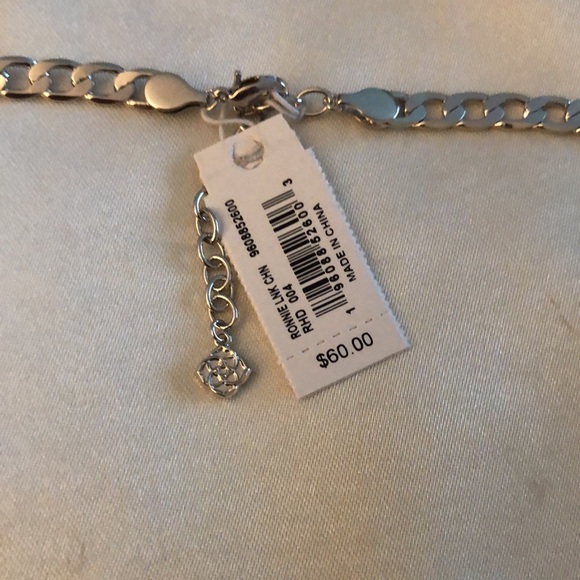 Kendra Scott Ronnie Silver Tone Rhodium Plated Link Necklace NWT - Picture 5 of 11